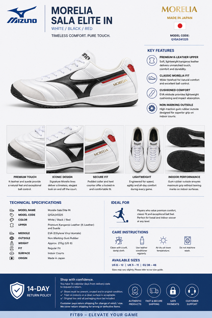 MIZUNO MORELIA NEO IV PRO AS TURF - WHITE/BLACK/RED